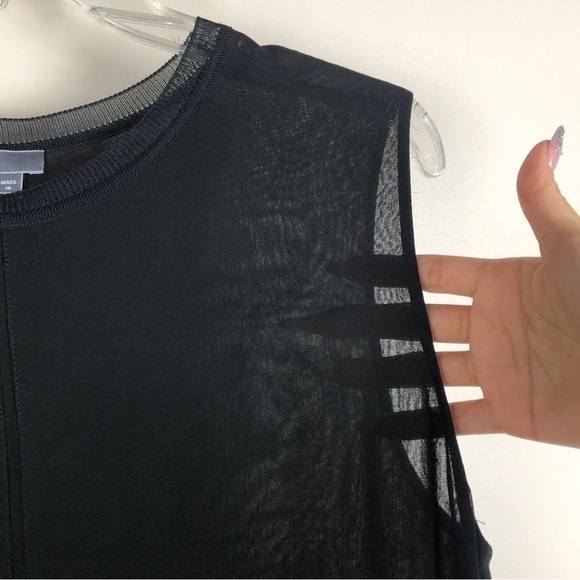 Vince black sleeveless 2 layer tank blouse - Picture 5 of 9